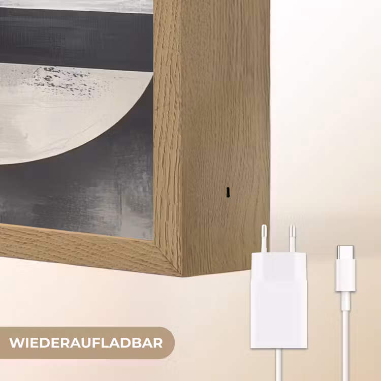 Abstract - Goud - Zilver - Vormen - Aesthetic Light Box met batterij (Wandlamp) middel -USP_websiteoplaadbaarDE