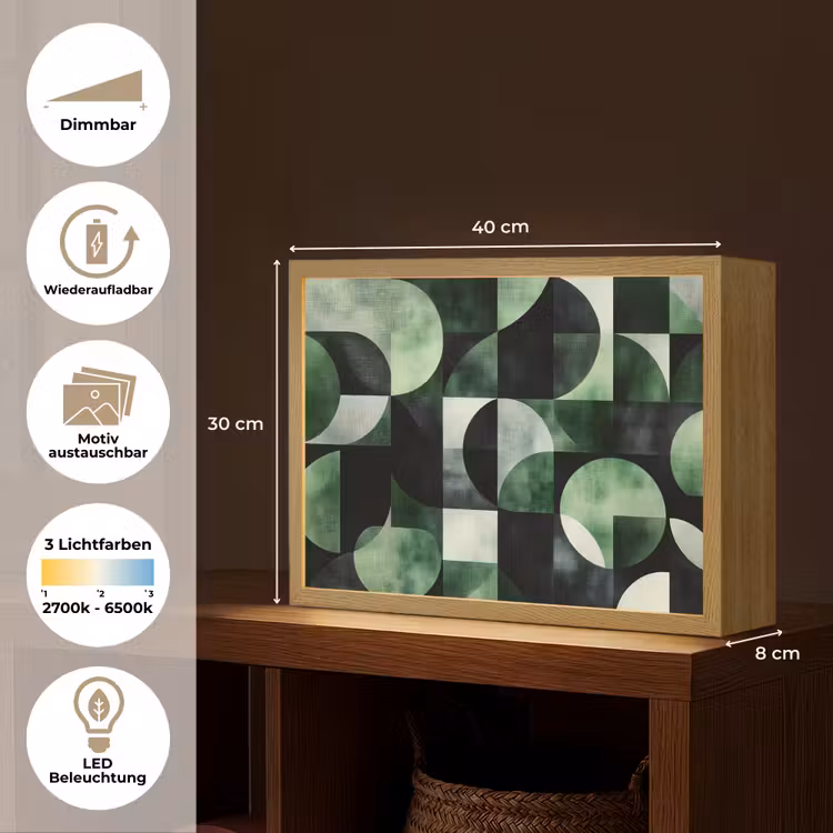 Abstract - Groen - Vormen Light Box met batterij (Wandlamp) middel -USP_websiteoverzichtDE