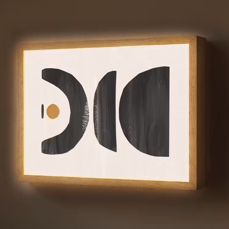Abstract - Halve cirkel - Kunst - Zwart wit Light Box met batterij (Wandlamp) middel -z3d_website