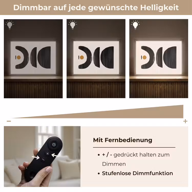 Abstract - Halve cirkel - Kunst - Zwart wit Light Box met batterij (Wandlamp) middel -USP_dimbaarDE