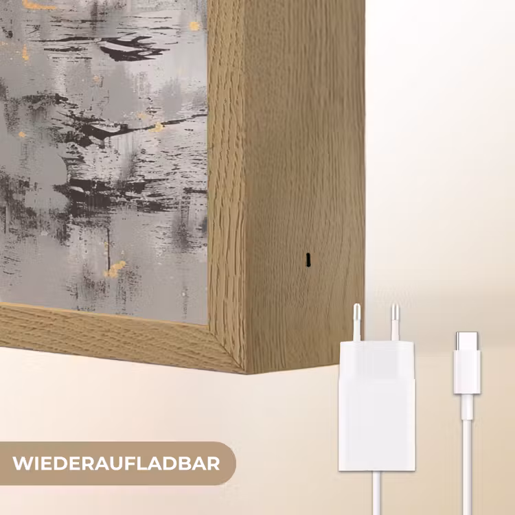 Abstract - Hert - Gewei - Goud Light Box met batterij (Wandlamp) middel -USP_websiteoplaadbaarDE