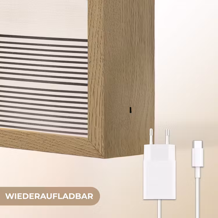 Abstract - Japandi - Beige - Modern Light Box met batterij (Wandlamp) middel -USP_websiteoplaadbaarDE