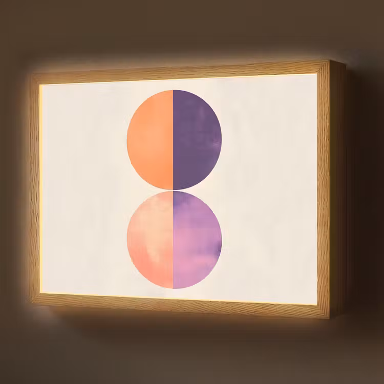 Abstract - Cirkels - Paars Light Box met batterij (Wandlamp) middel -z3d_website