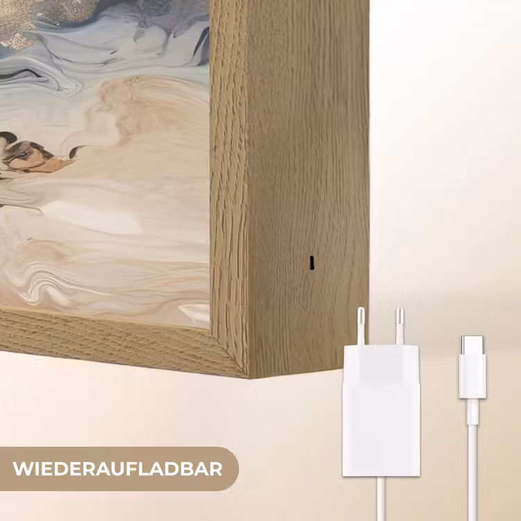 Abstract - Kunst - Verf - Beige - Modern Light Box met batterij (Wandlamp) middel -USP_websiteoplaadbaarDE