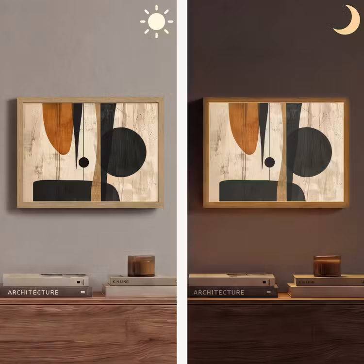 Abstract - Kunst - Vormen - Modern Light Box met batterij (Wandlamp) middel -sfeer3