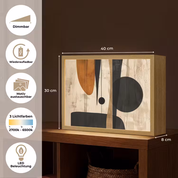 Abstract - Kunst - Vormen - Modern Light Box met batterij (Wandlamp) middel -USP_websiteoverzichtDE