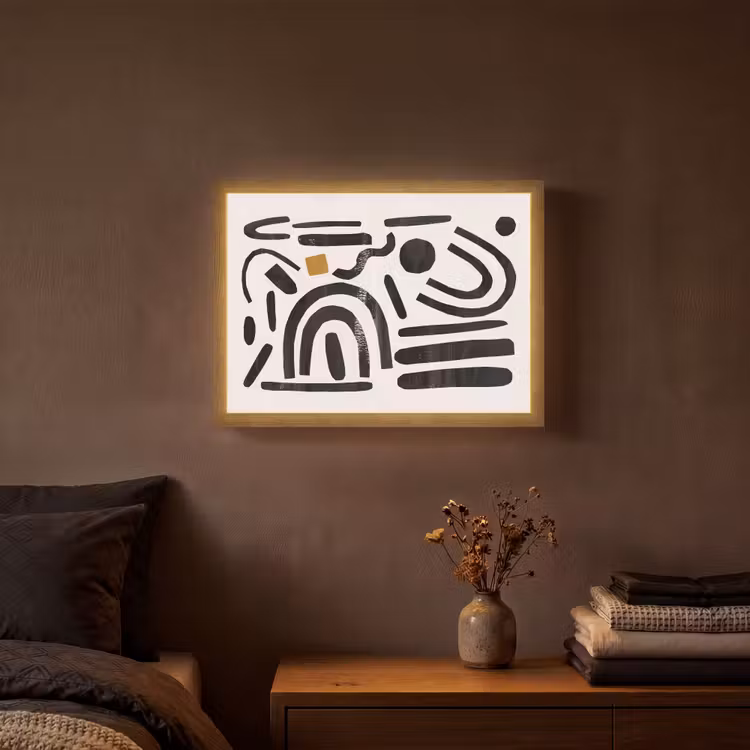 Abstract - Kunst - Vormen - Zwart Light Box met batterij (Wandlamp) middel -sfeer4