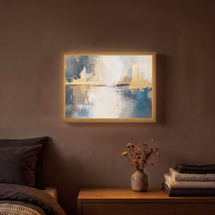 Abstract - Kunst - Goud Light Box met batterij (Wandlamp) middel -sfeer4
