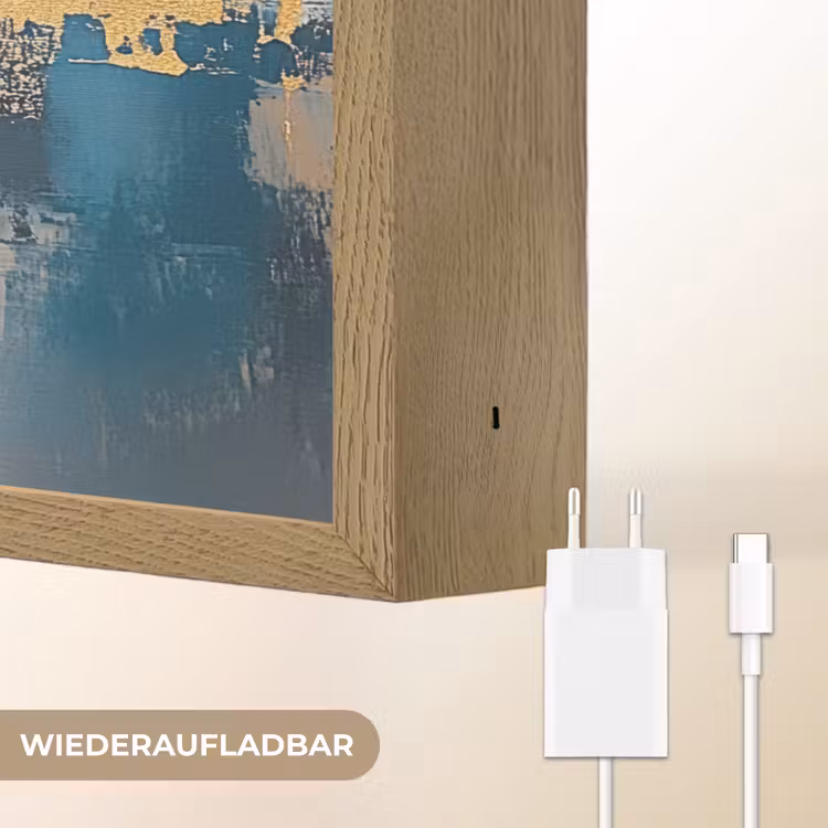 Abstract - Kunst - Goud Light Box met batterij (Wandlamp) middel -USP_websiteoplaadbaarDE
