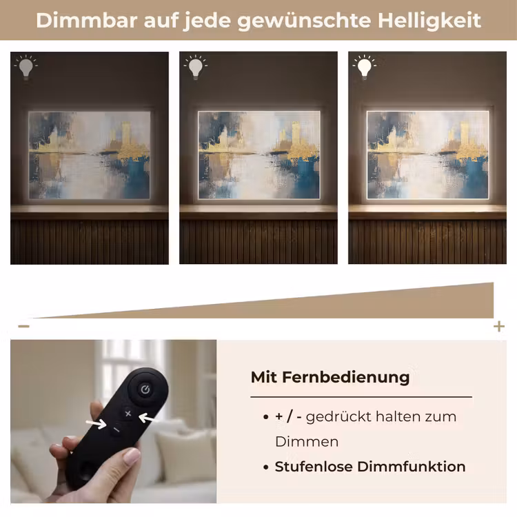 Abstract - Kunst - Goud Light Box met batterij (Wandlamp) middel -USP_dimbaarDE