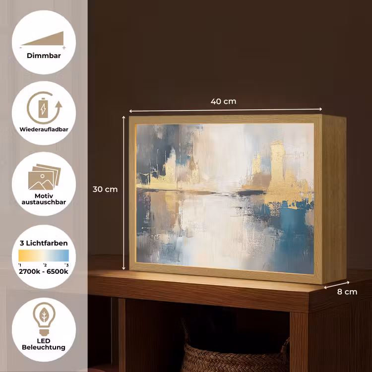 Abstract - Kunst - Goud Light Box met batterij (Wandlamp) middel -USP_websiteoverzichtDE