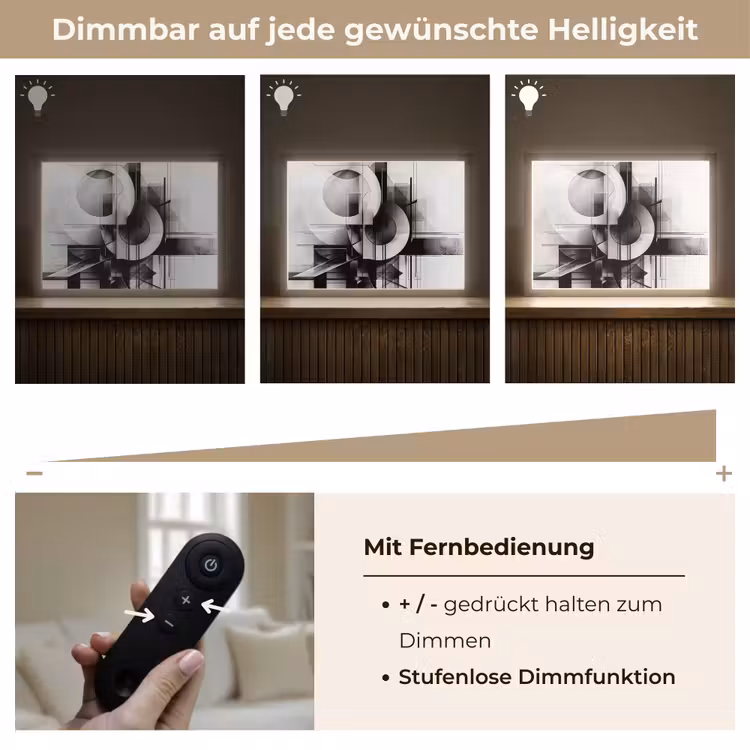Abstract - Kunst - Modern - Zwart wit Light Box met batterij (Wandlamp) middel -USP_dimbaarDE