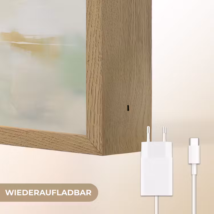 Abstract - Kunst - Wit - Groen - Modern Light Box met batterij (Wandlamp) middel -USP_websiteoplaadbaarDE