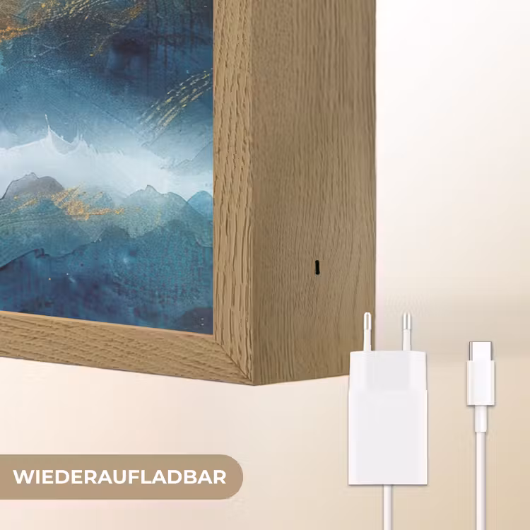 Abstract - Landschap - Bergen - Blauw - Modern Light Box met batterij (Wandlamp) middel -USP_websiteoplaadbaarDE