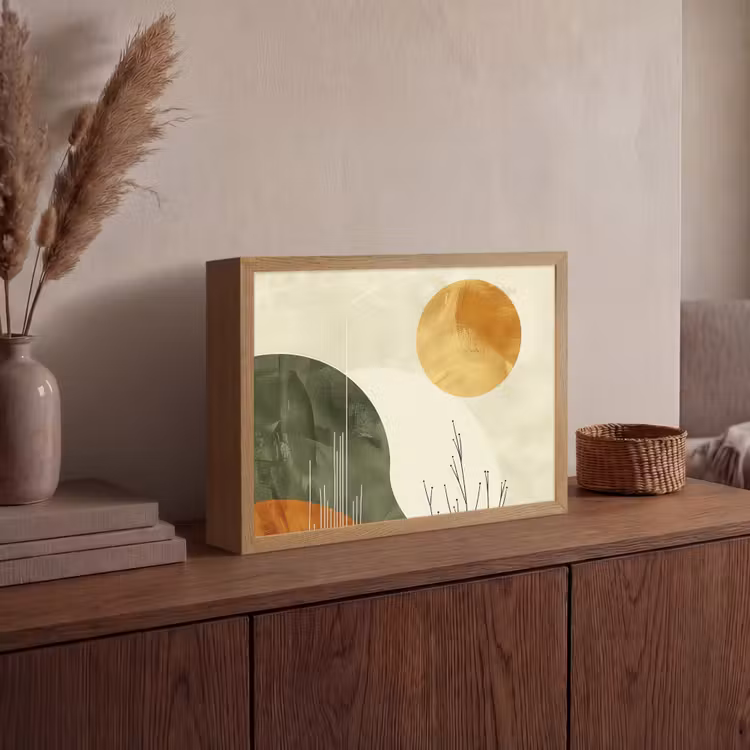 Abstract - Landschap - Zon - Kunst Light Box met batterij (Wandlamp) middel -sfeer2