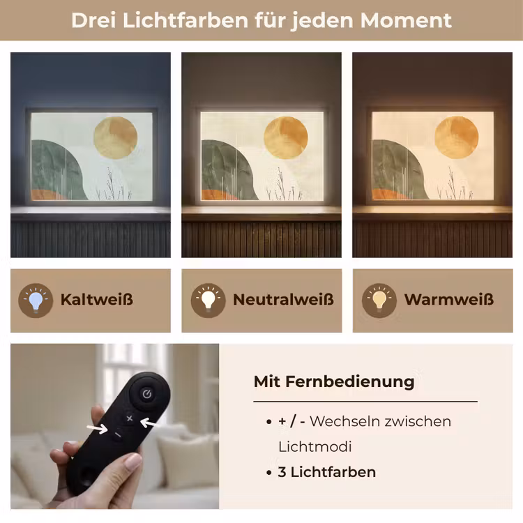 Abstract - Landschap - Zon - Kunst Light Box met batterij (Wandlamp) middel -USP_lichtkleurDE