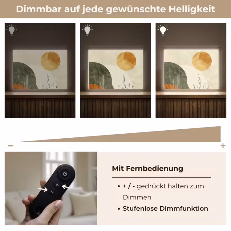 Abstract - Landschap - Zon - Kunst Light Box met batterij (Wandlamp) middel -USP_dimbaarDE