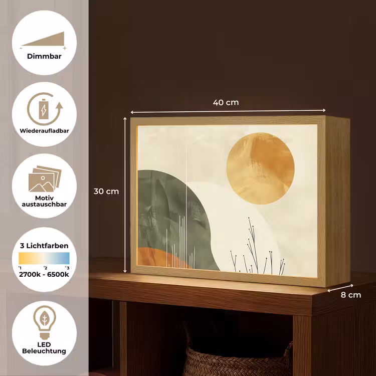 Abstract - Landschap - Zon - Kunst Light Box met batterij (Wandlamp) middel -USP_websiteoverzichtDE