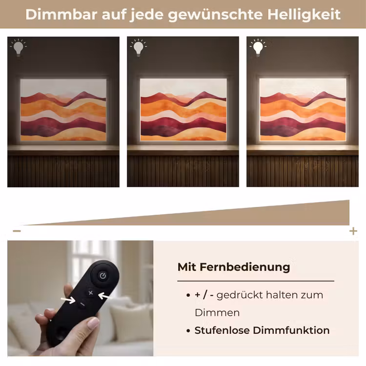 Abstract - Landschap - Golven Light Box met batterij (Wandlamp) middel -USP_dimbaarDE