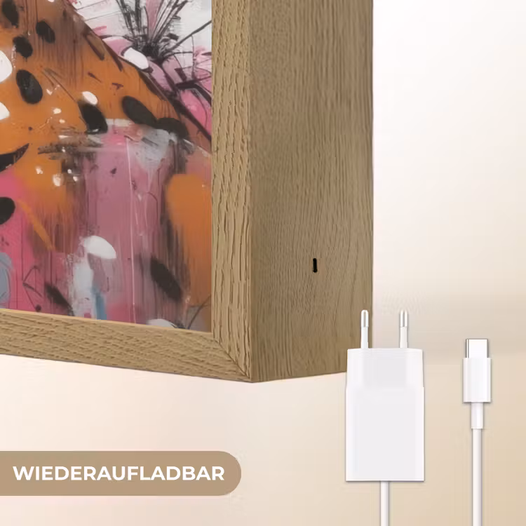 Abstract - Luipaard - Kleurrijk Light Box met batterij (Wandlamp) middel -USP_websiteoplaadbaarDE