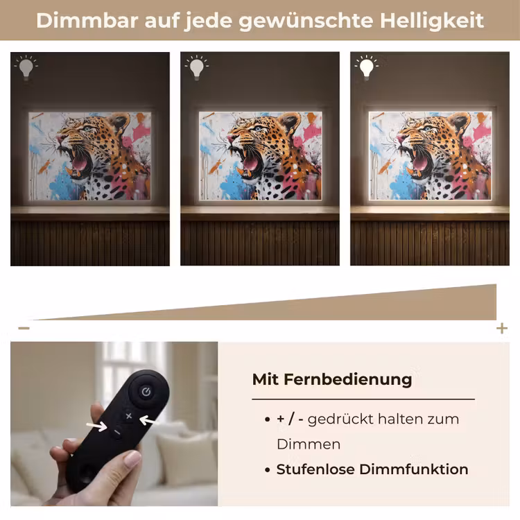 Abstract - Luipaard - Kleurrijk Light Box met batterij (Wandlamp) middel -USP_dimbaarDE