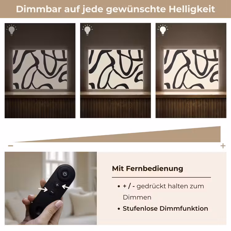 Abstract - Lijnen - Modern - Beige Light Box met batterij (Wandlamp) middel -USP_dimbaarDE