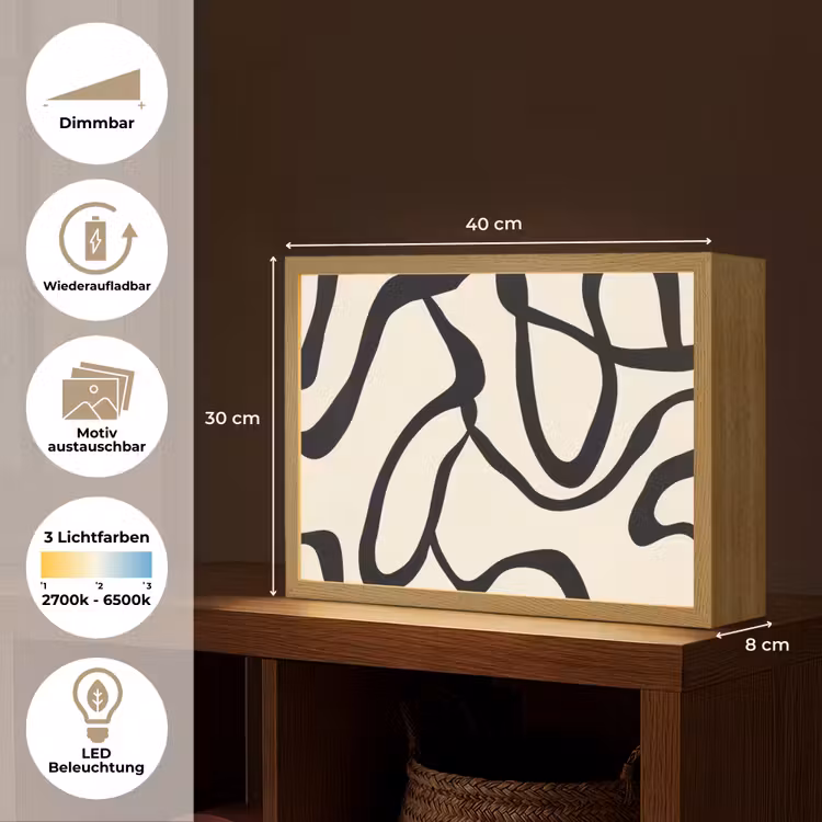 Abstract - Lijnen - Modern - Beige Light Box met batterij (Wandlamp) middel -USP_websiteoverzichtDE