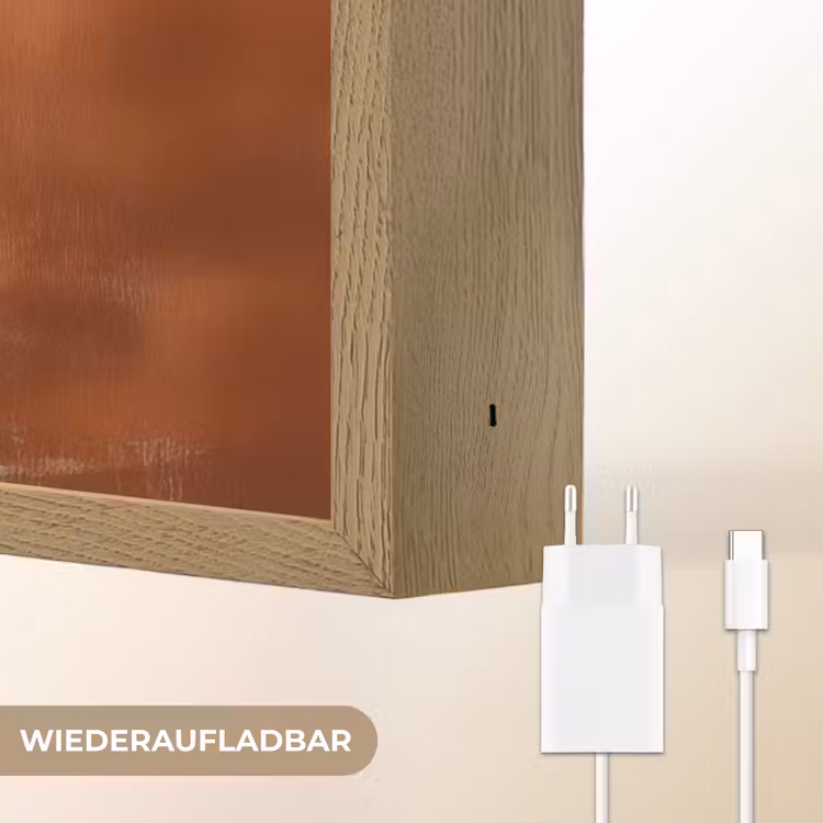 Abstract - Lijnen - Zonnestralen - Roodbruin Light Box met batterij (Wandlamp) middel -USP_websiteoplaadbaarDE