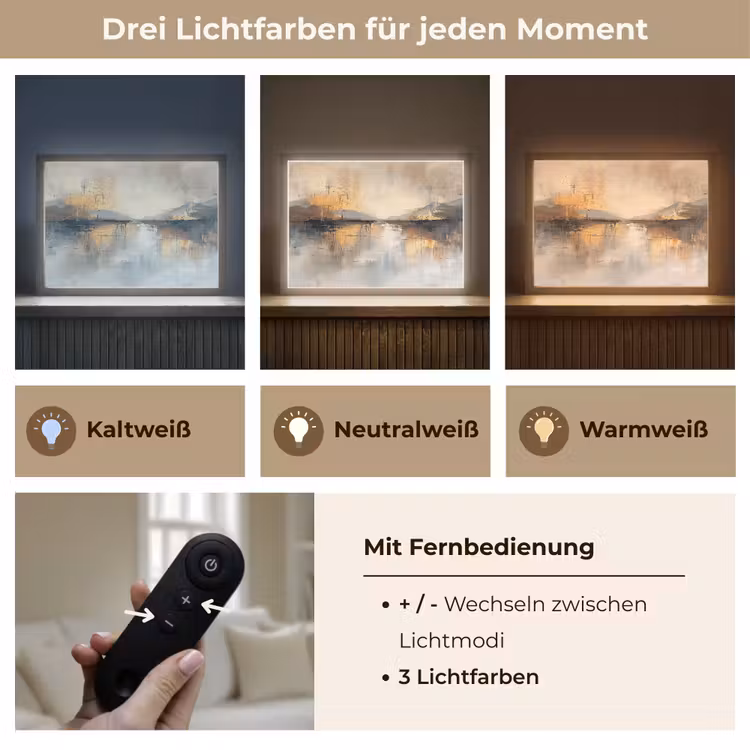 Abstract - Modern - Beige - Aesthetic - Goud Light Box met batterij (Wandlamp) middel -USP_lichtkleurDE
