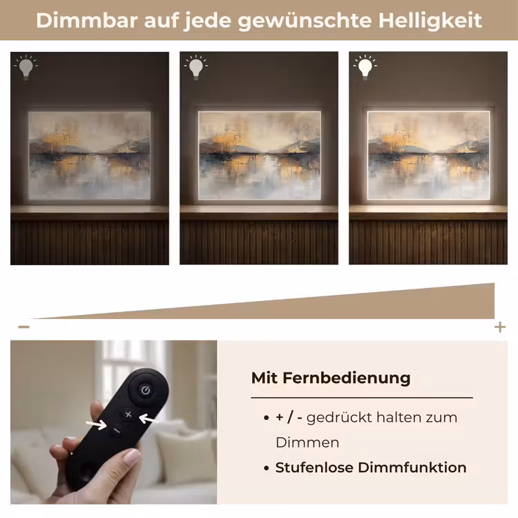 Abstract - Modern - Beige - Aesthetic - Goud Light Box met batterij (Wandlamp) middel -USP_dimbaarDE