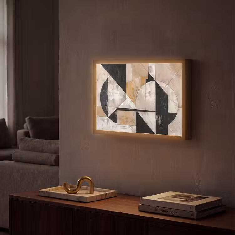 Abstract - Modern - Geometrisch - Pastel Light Box met batterij (Wandlamp) middel -sfeer1
