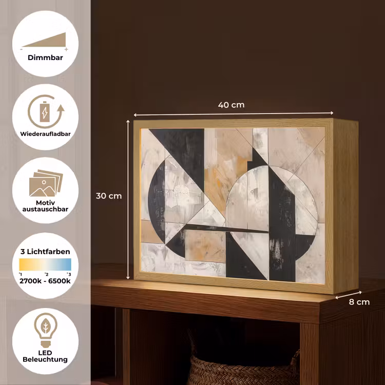 Abstract - Modern - Geometrisch - Pastel Light Box met batterij (Wandlamp) middel -USP_websiteoverzichtDE