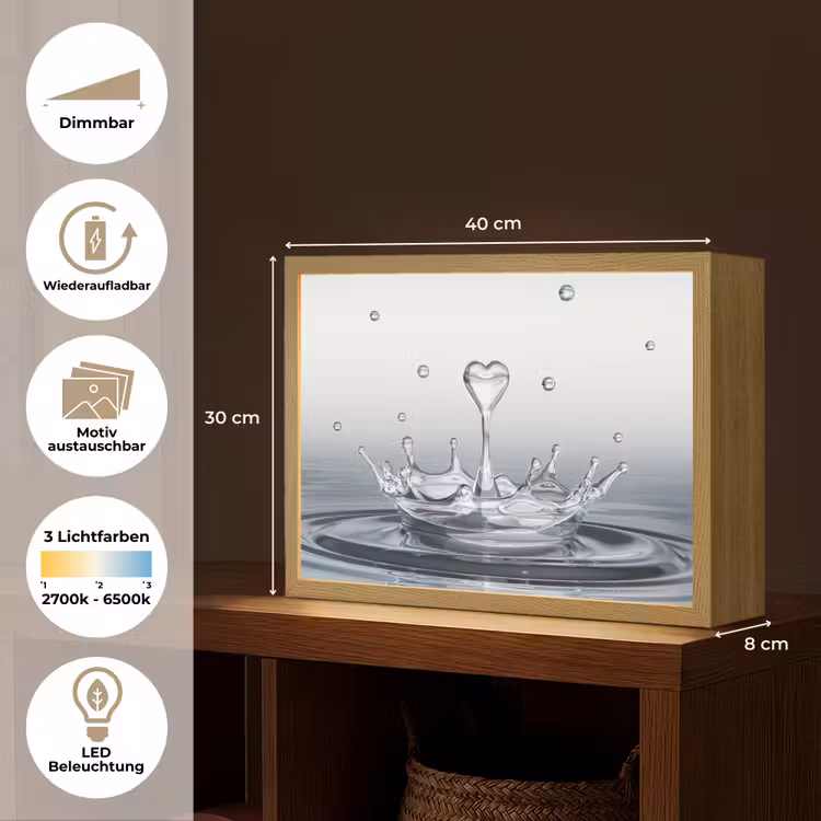 Abstract - Modern - Water - Hart Light Box met batterij (Wandlamp) middel -USP_websiteoverzichtDE