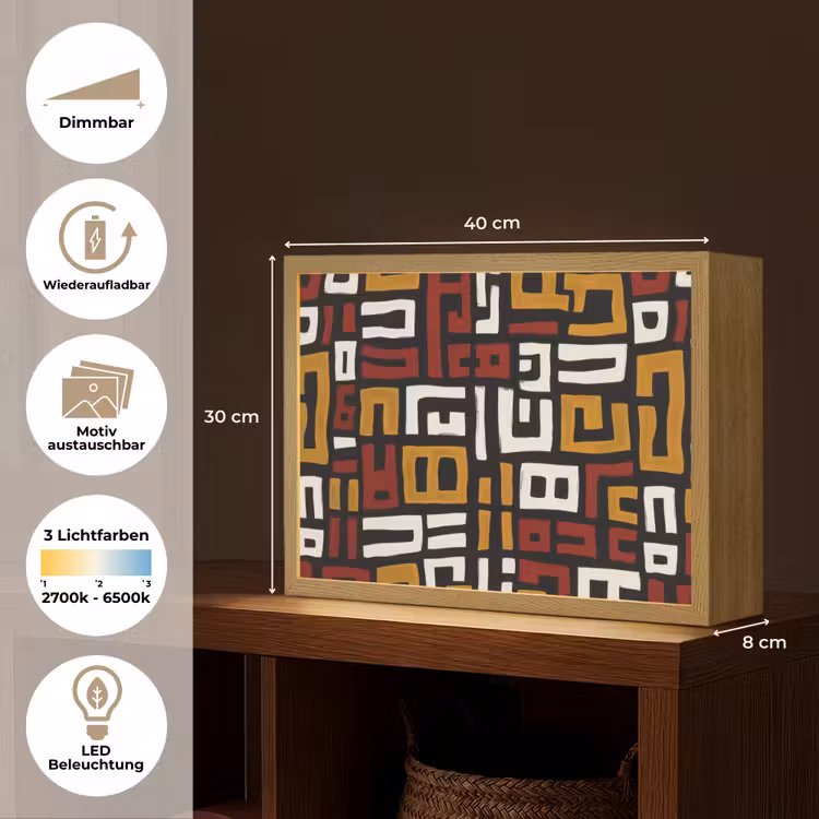 Abstract - Patroon - Rood Light Box met batterij (Wandlamp) middel -USP_websiteoverzichtDE