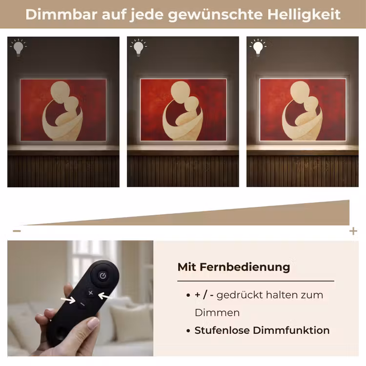 Abstract - Moeder - Kind - Rood Light Box met batterij (Wandlamp) middel -USP_dimbaarDE