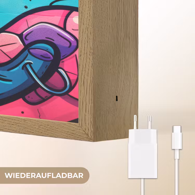 Abstract - Neon - Design - Kleurrijk - Graffiti Light Box met batterij (Wandlamp) middel -USP_websiteoplaadbaarDE
