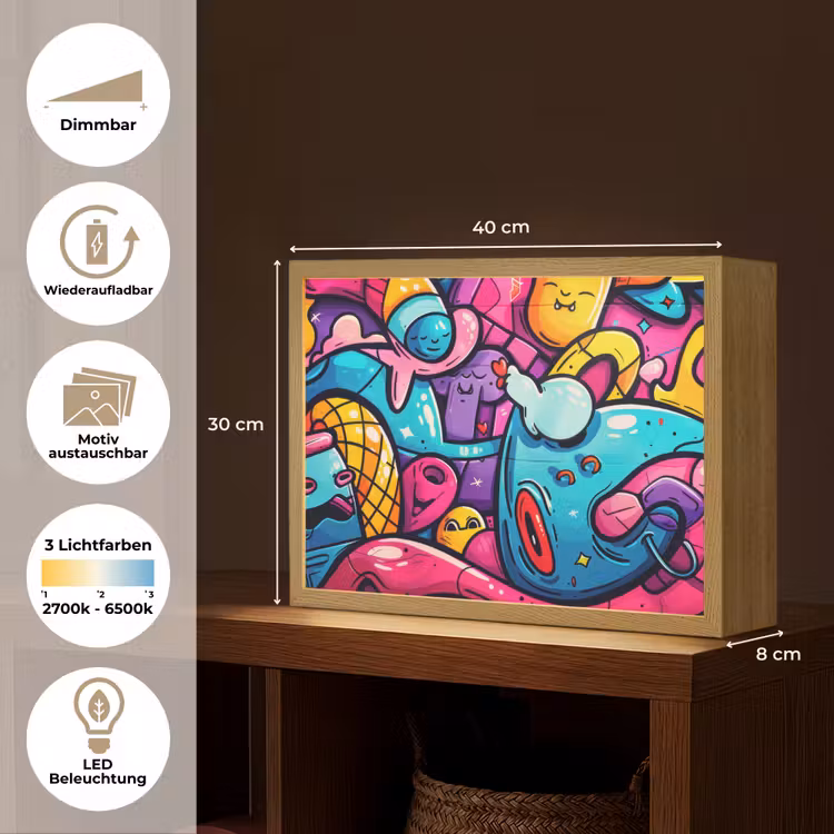 Abstract - Neon - Design - Kleurrijk - Graffiti Light Box met batterij (Wandlamp) middel -USP_websiteoverzichtDE