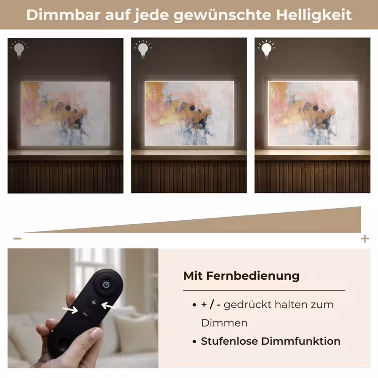 Abstract - Pastel kleuren - Goud - Modern - Aesthetic Light Box met batterij (Wandlamp) middel -USP_dimbaarDE
