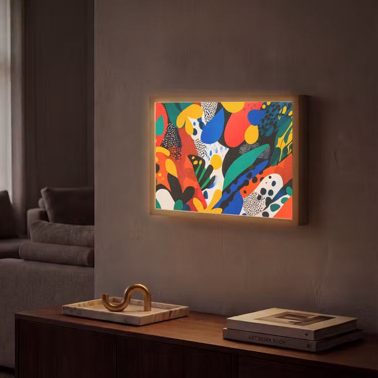 Abstract - Planten - Vormen - Kleurrijk Light Box met batterij (Wandlamp) middel -sfeer1