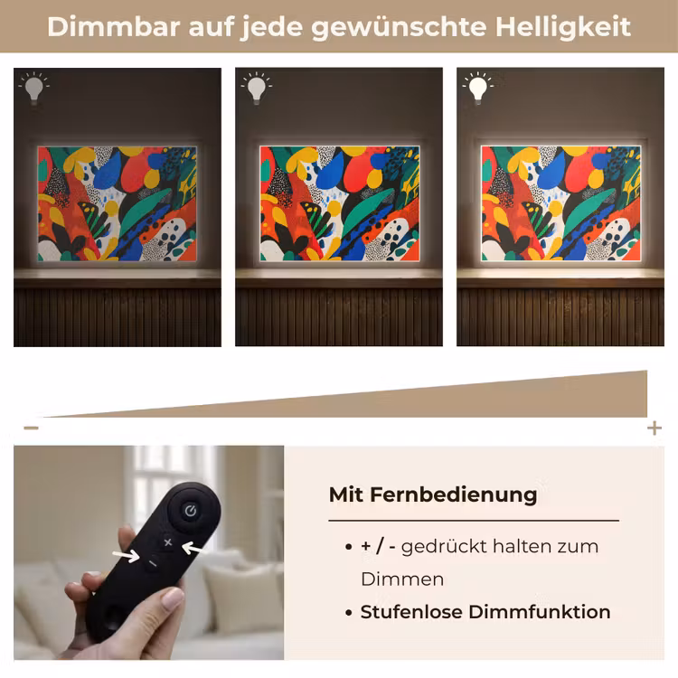 Abstract - Planten - Vormen - Kleurrijk Light Box met batterij (Wandlamp) middel -USP_dimbaarDE