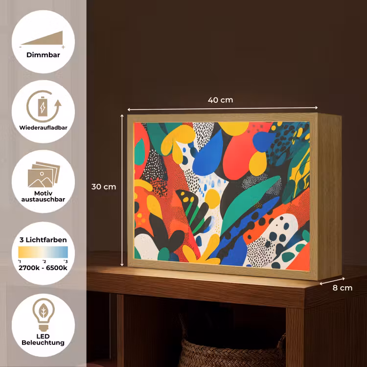 Abstract - Planten - Vormen - Kleurrijk Light Box met batterij (Wandlamp) middel -USP_websiteoverzichtDE