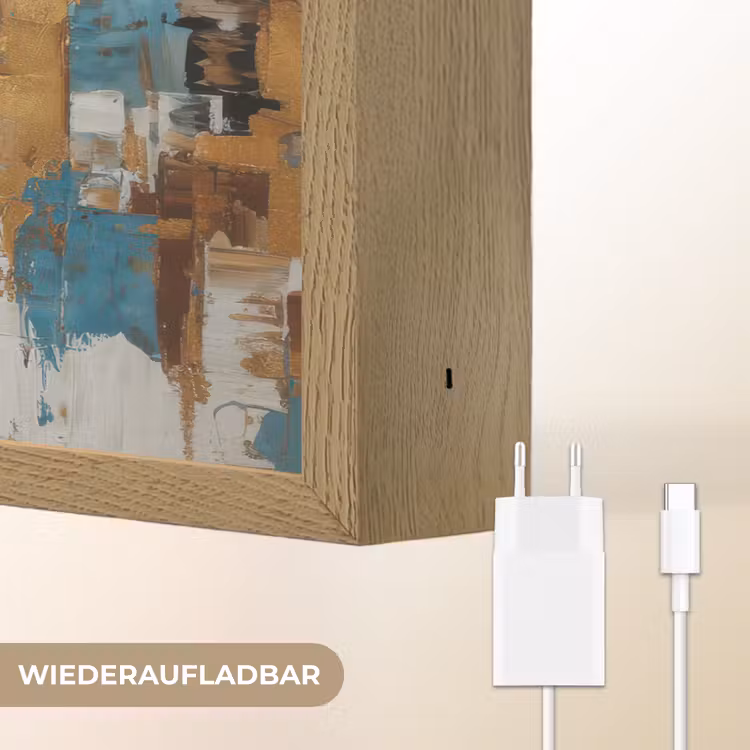 Abstract - Penseelstreken - Blauw - Gezicht Light Box met batterij (Wandlamp) middel -USP_websiteoplaadbaarDE