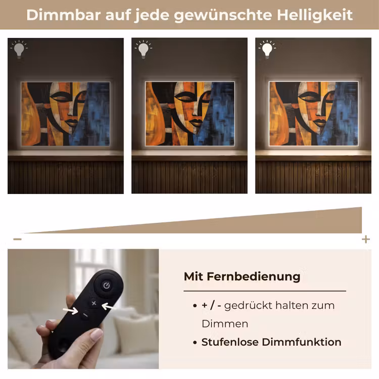 Abstract - Portret - Kleurvakken Light Box met batterij (Wandlamp) middel -USP_dimbaarDE