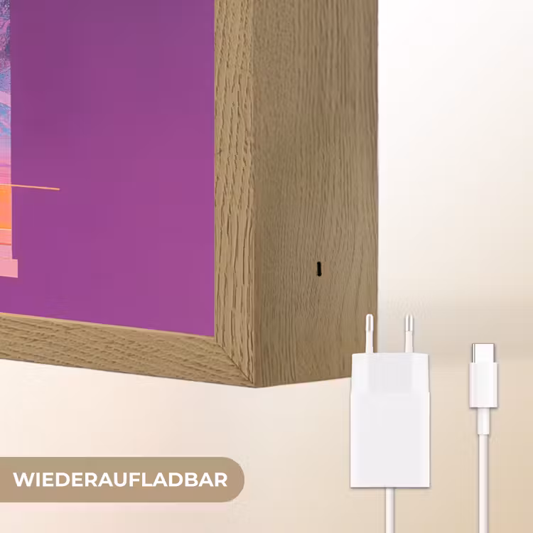 Abstract - Portret - Vrouw - Kleurrijk Light Box met batterij (Wandlamp) middel -USP_websiteoplaadbaarDE