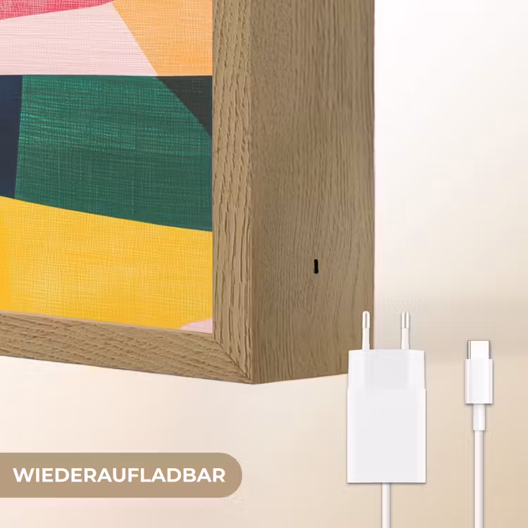 Abstract - Roze - Lappen - Vormen - Geel Light Box met batterij (Wandlamp) middel -USP_websiteoplaadbaarDE