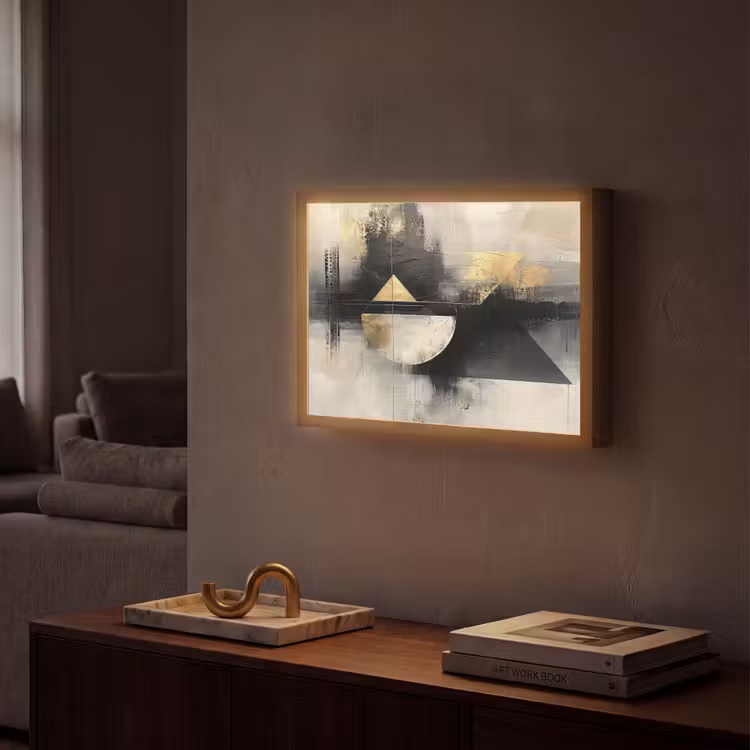 Abstract - Zwart - Verf - Modern Light Box met batterij (Wandlamp) middel -sfeer1