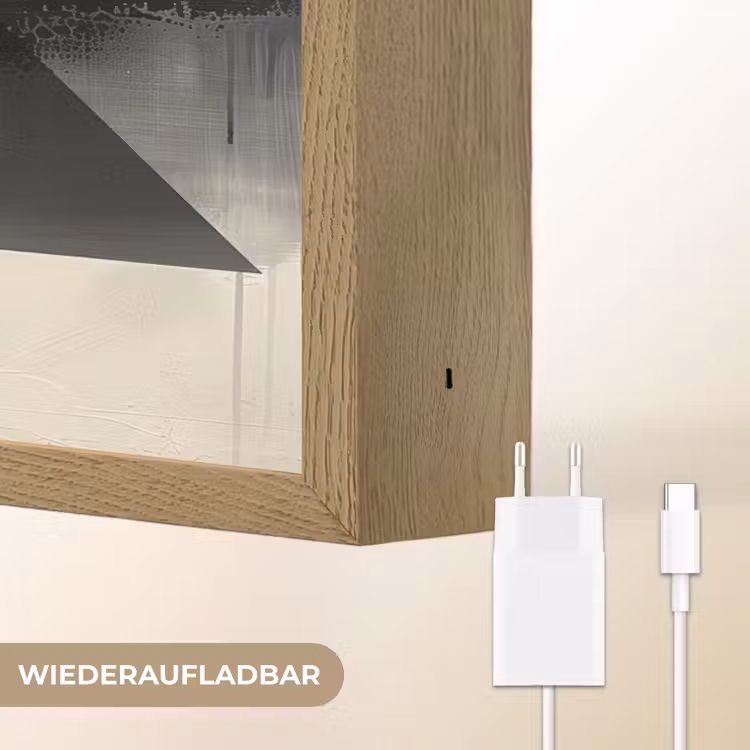Abstract - Zwart - Verf - Modern Light Box met batterij (Wandlamp) middel -USP_websiteoplaadbaarDE