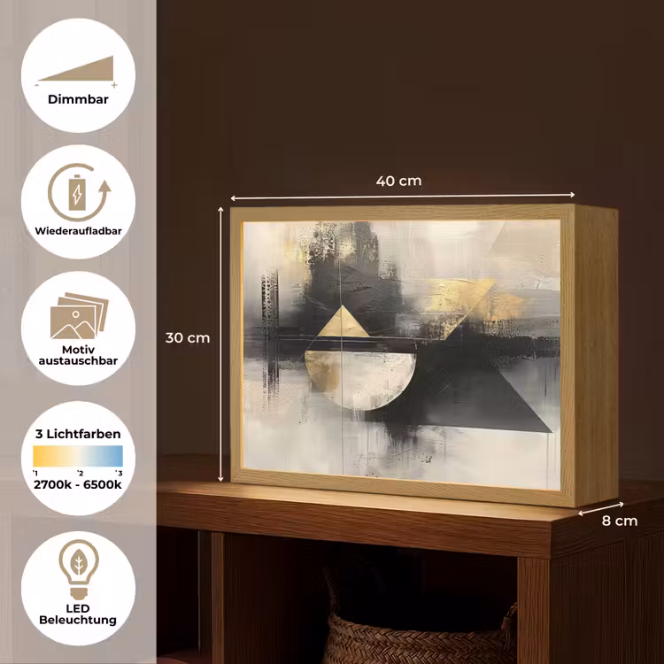 Abstract - Zwart - Verf - Modern Light Box met batterij (Wandlamp) middel -USP_websiteoverzichtDE