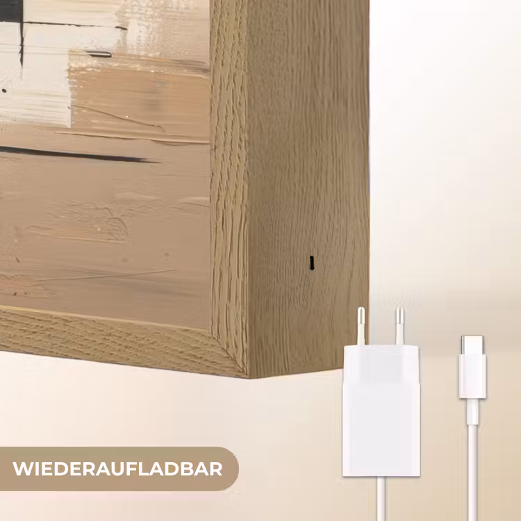 Abstract - Zwart - Goud - Modern Light Box met batterij (Wandlamp) middel -USP_websiteoplaadbaarDE