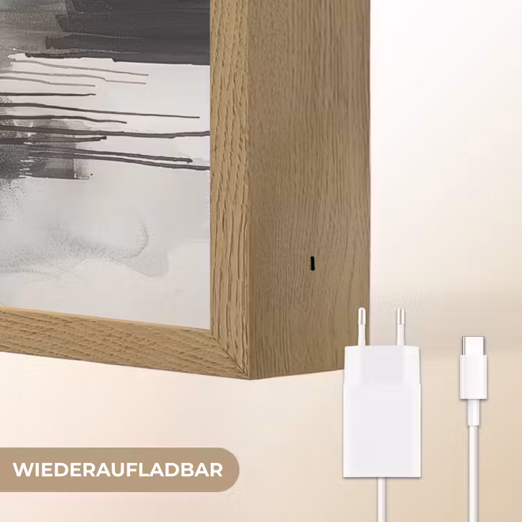 Abstract - Zwart wit - Verf - Modern Light Box met batterij (Wandlamp) middel -USP_websiteoplaadbaarDE